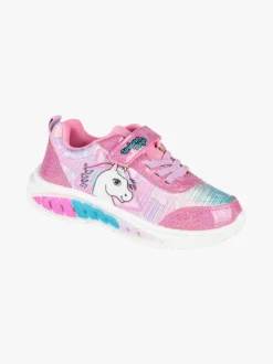 Unicorn Sneakers da bambina unicorno con strappo e luci - fuxia