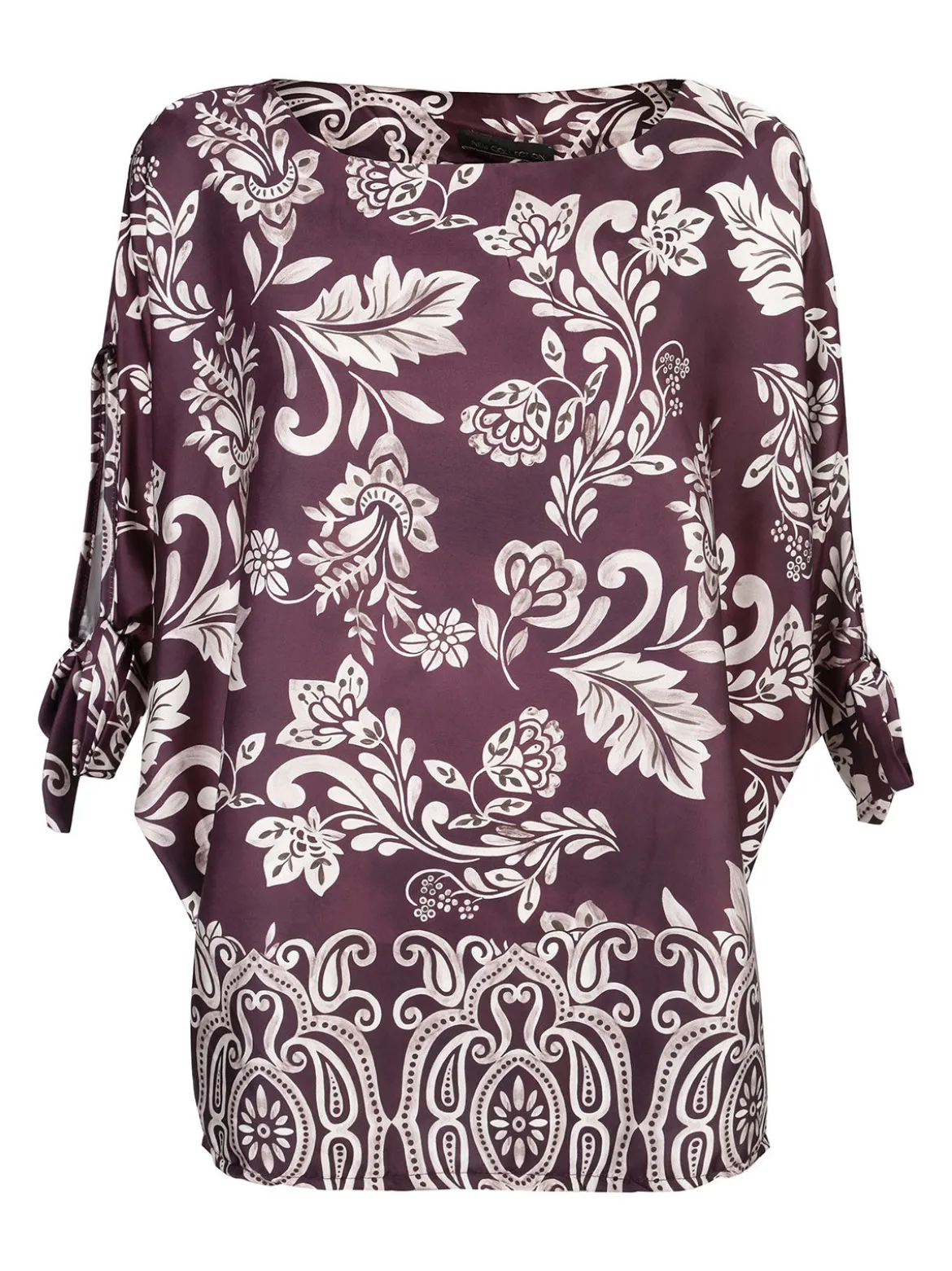 Unique Blusa donna a maniche corte a pipistrello - bordeaux
