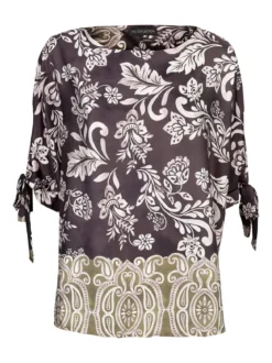 Unique Blusa donna a maniche corte a pipistrello - marrone