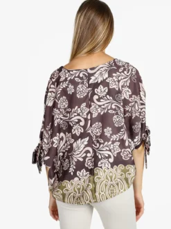 Unique Blusa donna a maniche corte a pipistrello - marrone