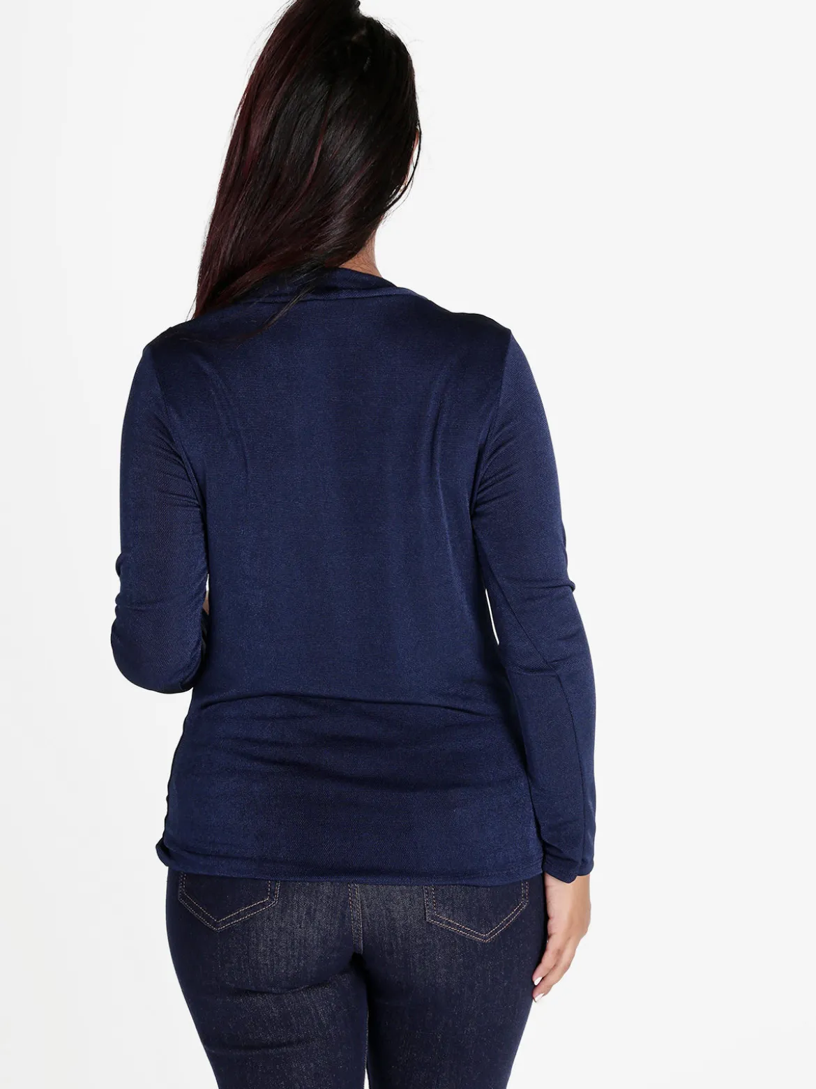 Unique Blusa donna a maniche lunghe con scollo a cascata