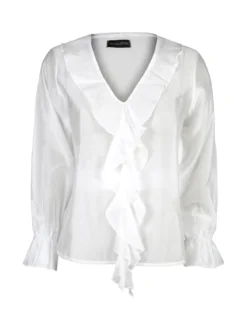 Unique Blusa donna a maniche lunghe con volant