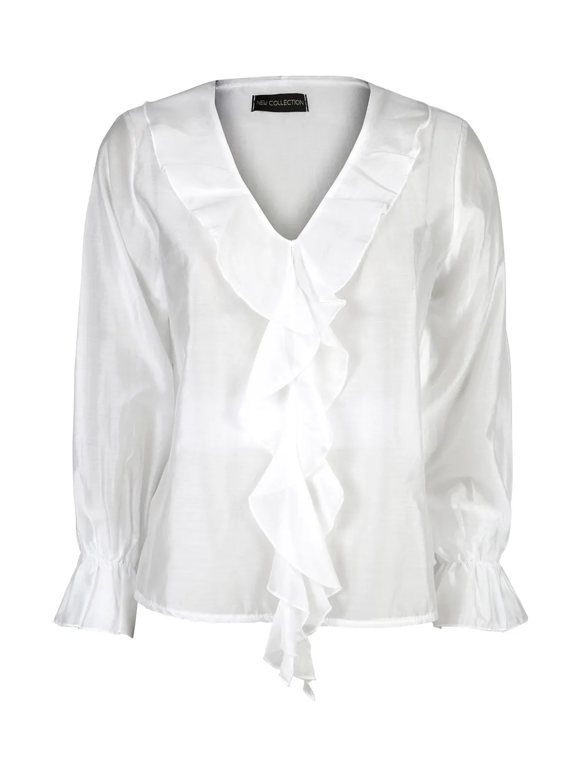 Unique Blusa donna a maniche lunghe con volant