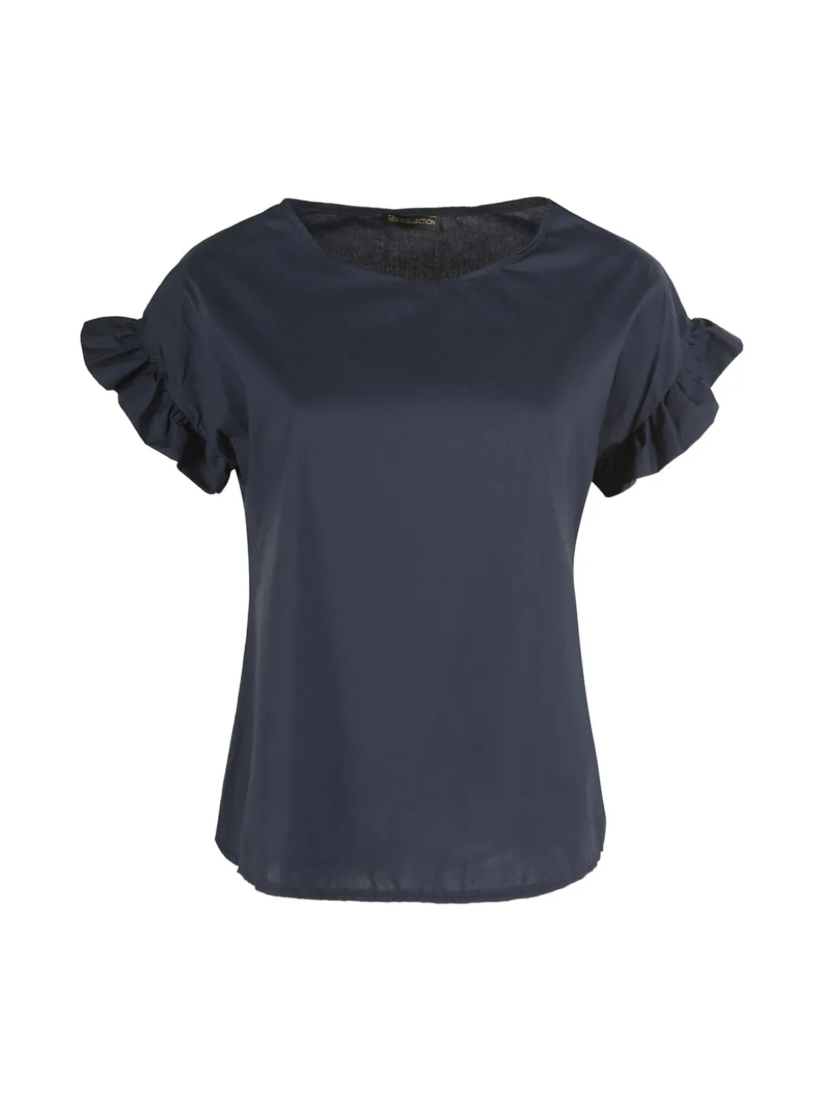 Unique Blusa donna in cotone con maniche corte a volant