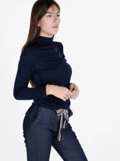 Unique Maglia donna accollata a maniche lunghe