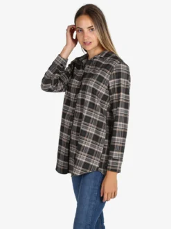 Unique Maxi camicia donna oversize a quadri - grigio scuro