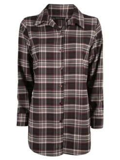 Unique Maxi camicia donna oversize a quadri - moro