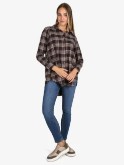 Unique Maxi camicia donna oversize a quadri - moro