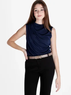 Unique Top donna drappeggiato con scollo a cascata