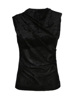 Unique Top donna in velluto con scollo a cascata - nero