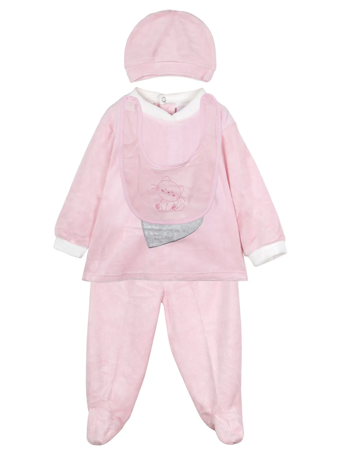 Urchin Completo lungo da neonata in ciniglia con accessori - rosa