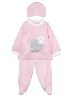 Urchin Completo lungo da neonata in ciniglia con accessori - rosa