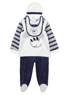 Urchin Completo lungo da neonato in ciniglia con accessori - grigio