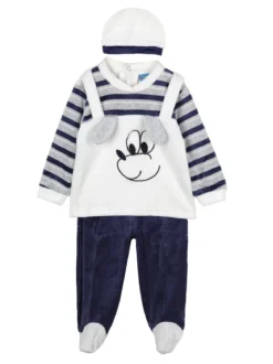Urchin Completo lungo da neonato in ciniglia con accessori - grigio