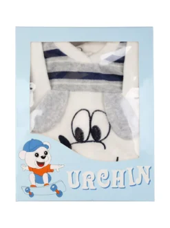 Urchin Completo lungo da neonato in ciniglia con accessori - grigio