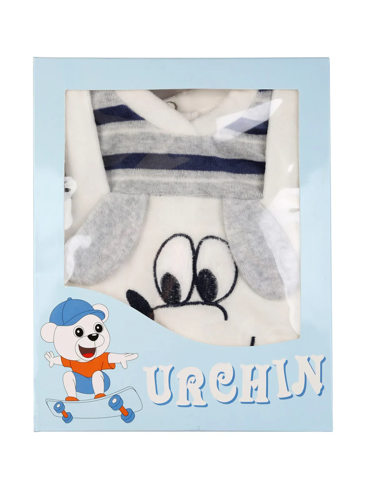Urchin Completo lungo da neonato in ciniglia con accessori - grigio