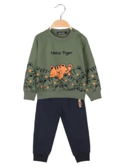 Urchin Completo 2 pezzi da neonato con felpa e pantaloni tuta - verde