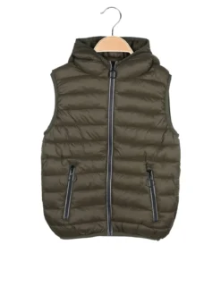 Urchin Gilet imbottito da bambino con cappuccio e zip - militare