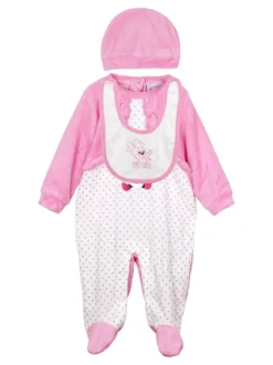 Urchin Tutina da neonata in ciniglia con accessori coordinati - fuxia