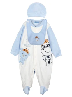 Urchin Tutina in ciniglia da neonato con accessori - azzurro