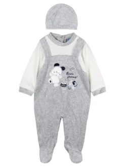 Urchin Tutina in ciniglia da neonato con accessori - grigio