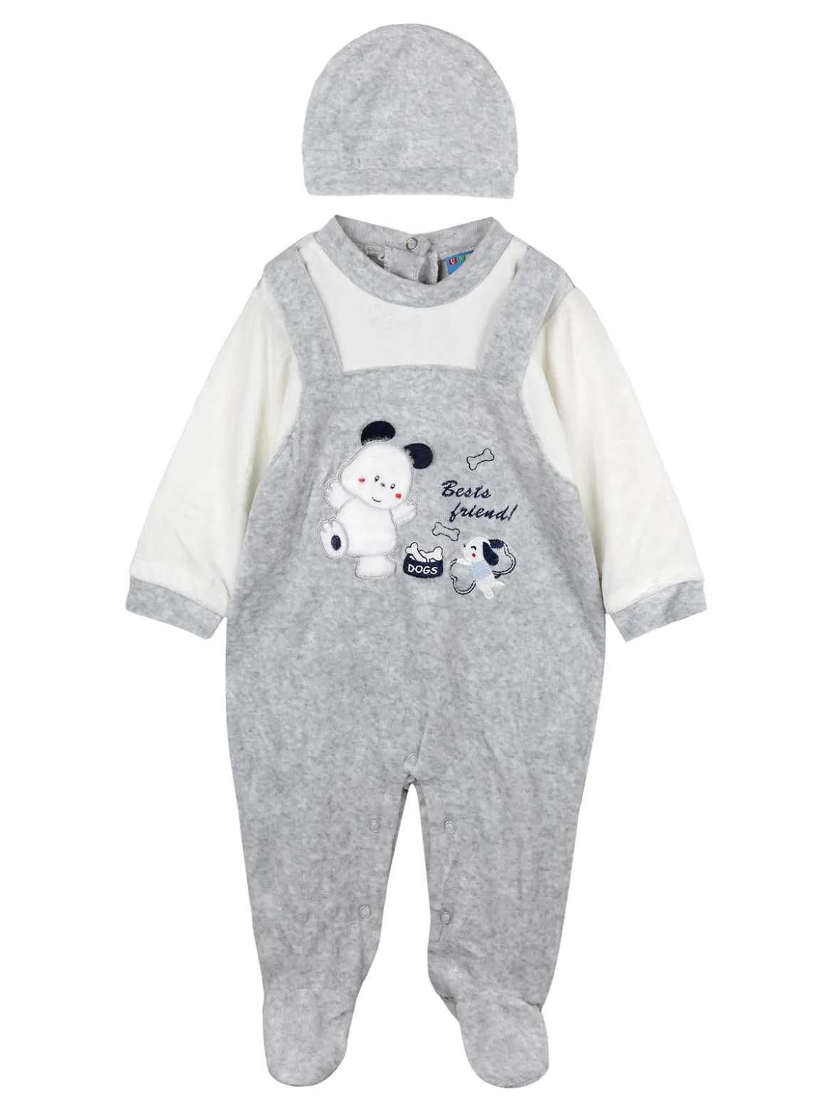 Urchin Tutina in ciniglia da neonato con accessori - grigio
