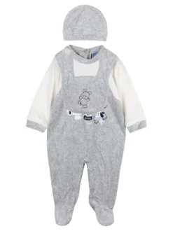 Urchin Tutina in ciniglia da neonato con accessori - grigio