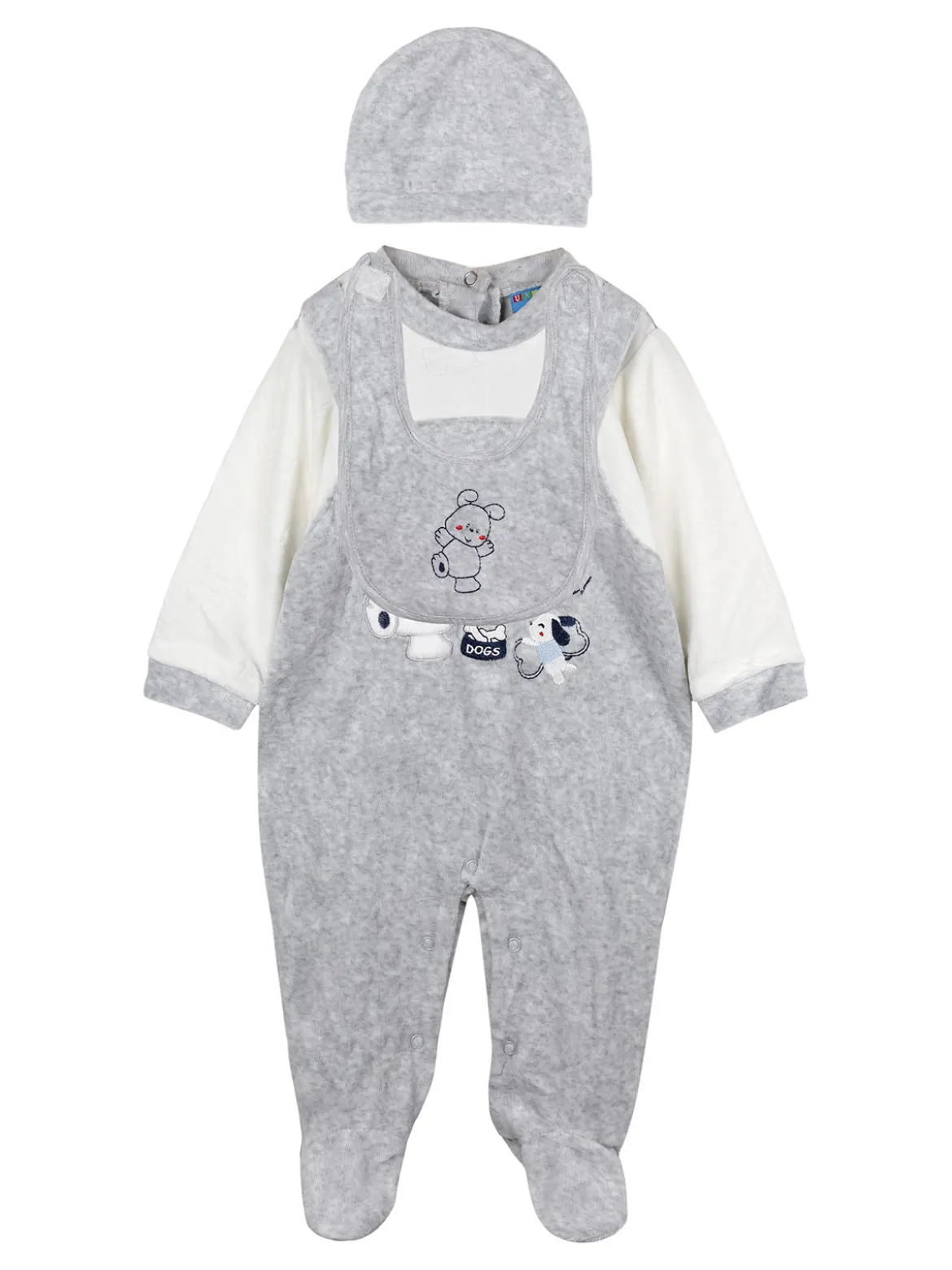 Urchin Tutina in ciniglia da neonato con accessori - grigio