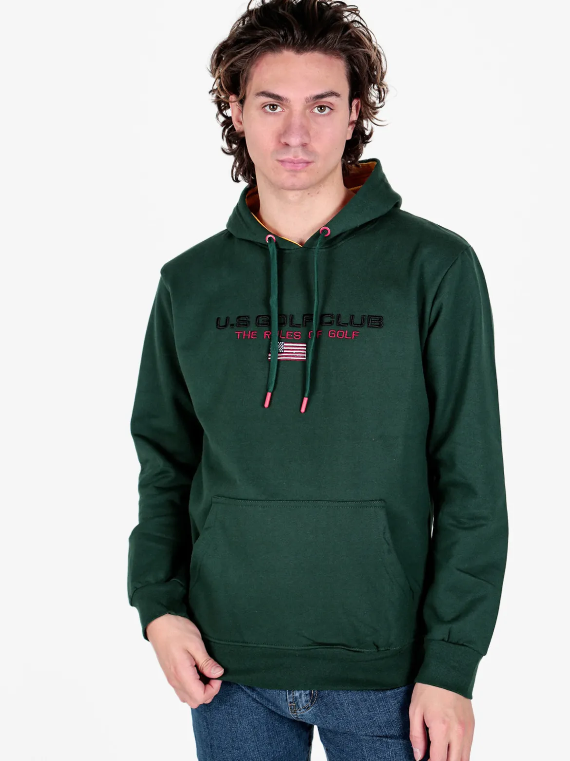 U.S. Golf Club Felpa da uomo con cappuccio e scritta