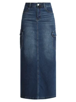 Vale Denim Gonna lunga in jeans con tasconi