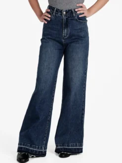 Vale Denim Jeans donna a vita alta e gamba larga