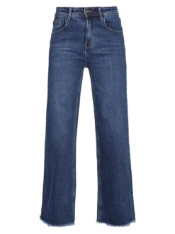 Vale Denim Jeans donna wide leg sfrangiati