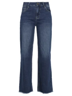 Vale Denim Jeans donna wide leg sfrangiati a vita alta