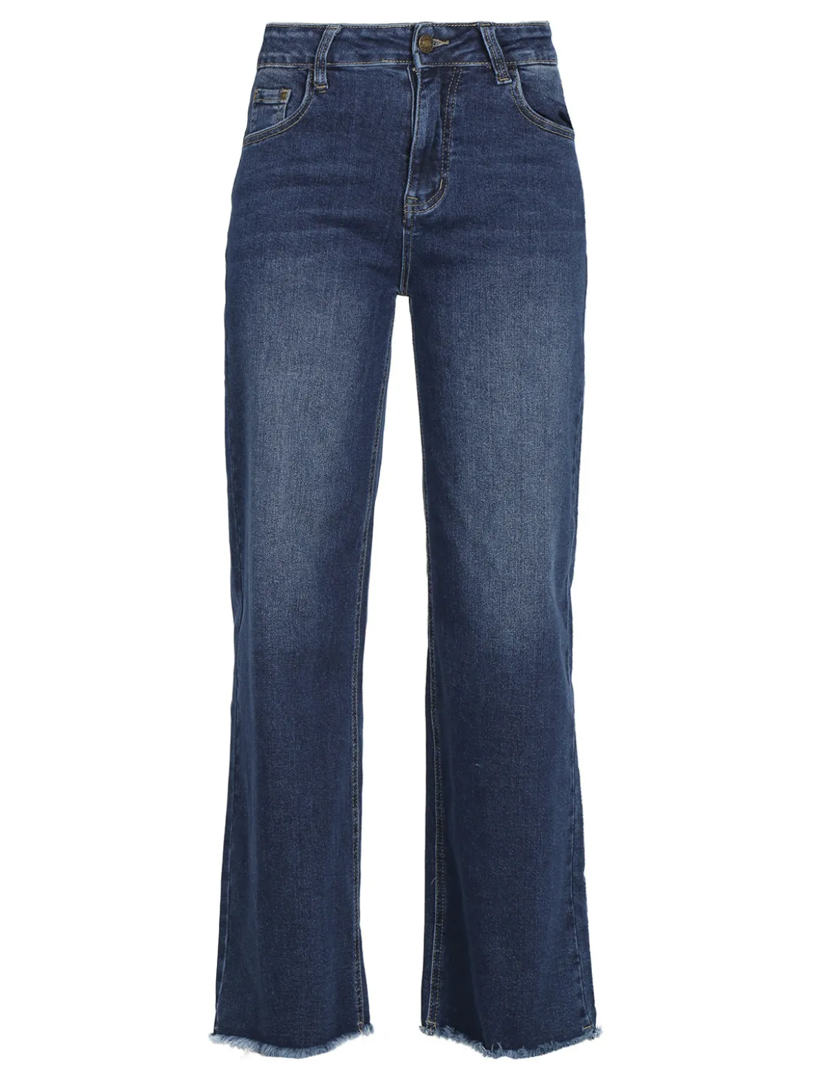 Vale Denim Jeans donna wide leg sfrangiati a vita alta