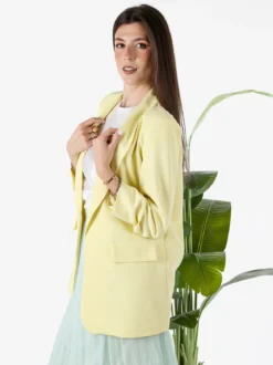 Vanita Blazer donna aperto con maniche arricciate - giallo