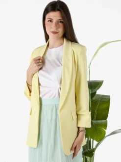 Vanita Blazer donna aperto con maniche arricciate - giallo