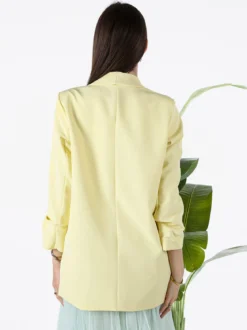 Vanita Blazer donna aperto con maniche arricciate - giallo