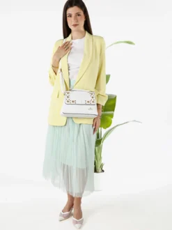 Vanita Blazer donna aperto con maniche arricciate - giallo