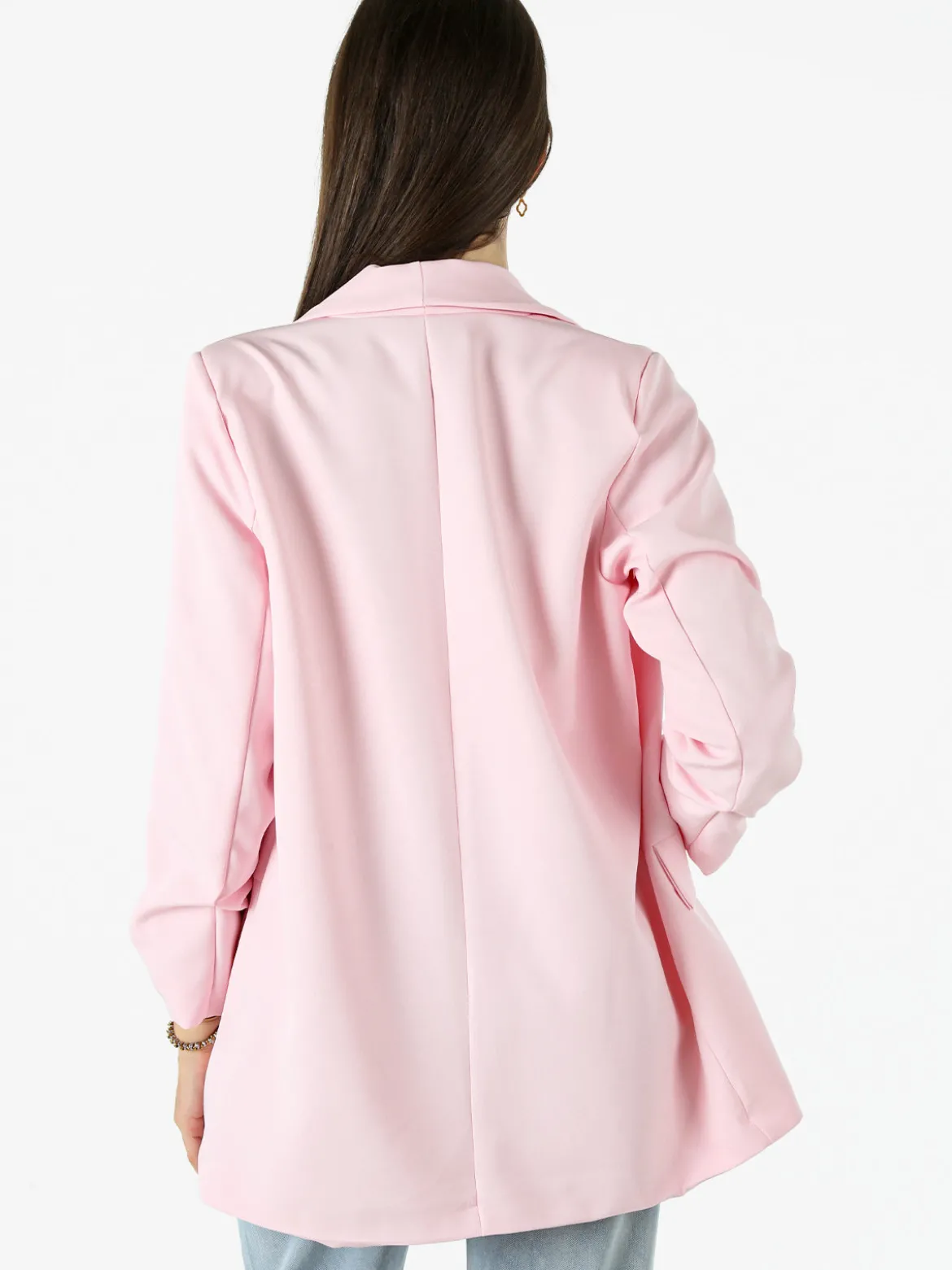 Vanita Blazer donna aperto con maniche arricciate - rosa