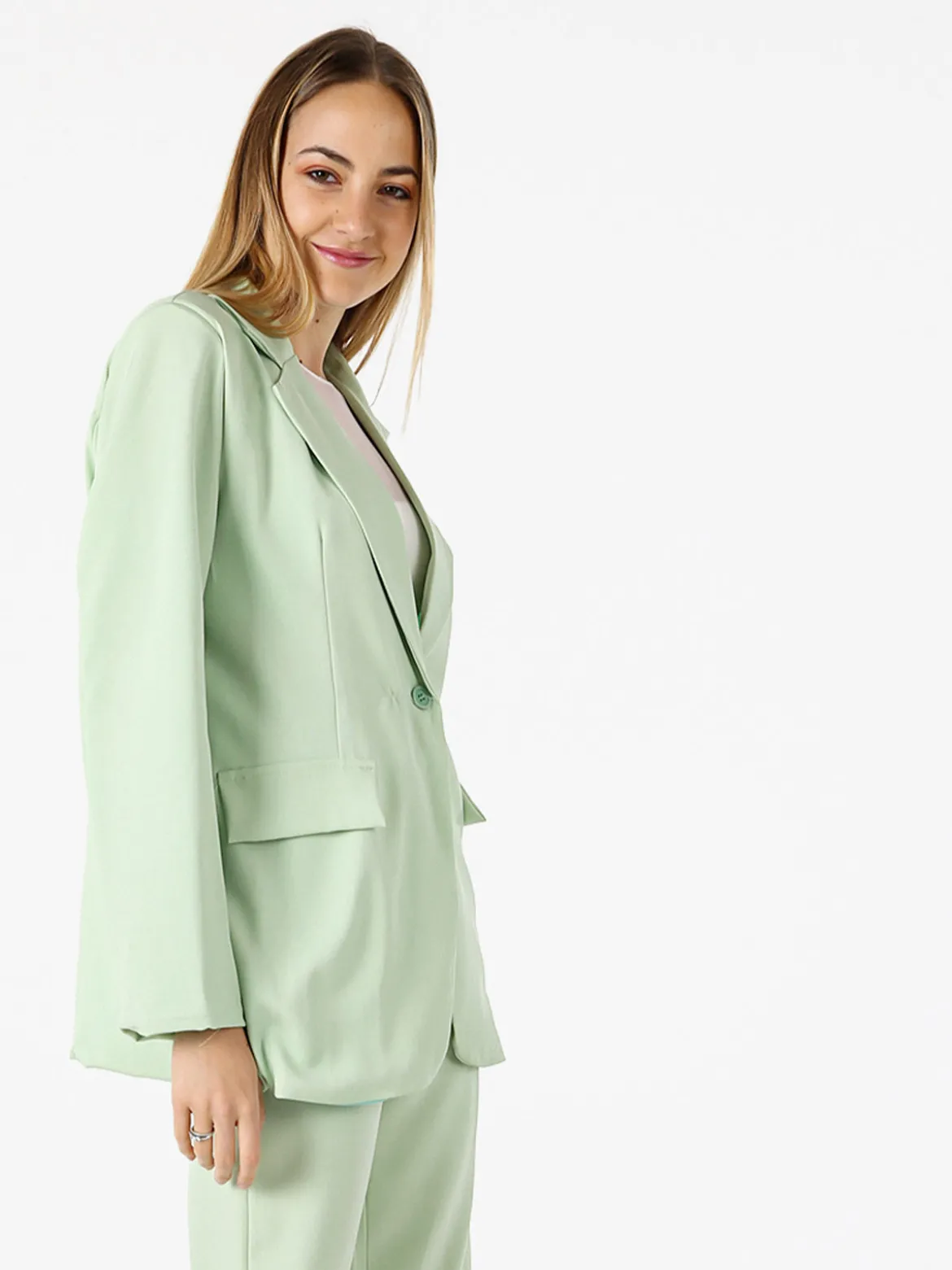 Vanita Blazer donna oversize con bottone - acqua marina