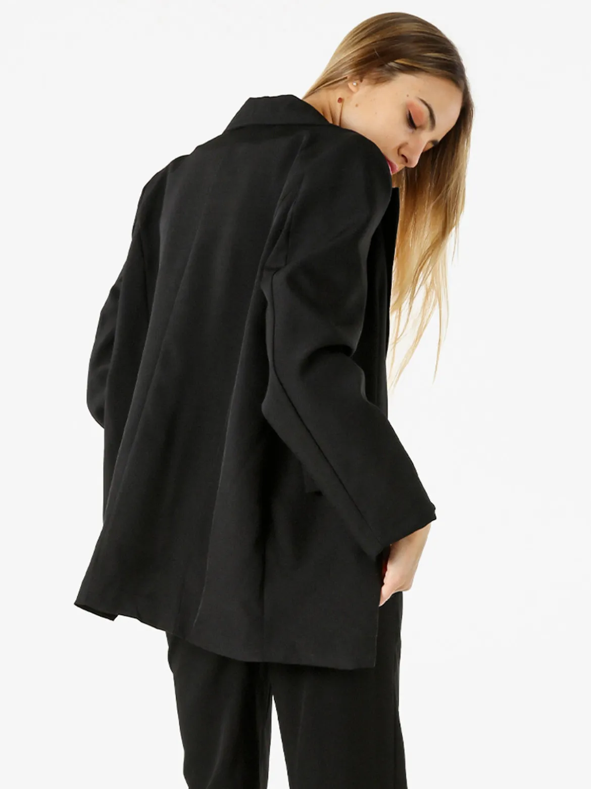 Vanita Blazer donna oversize con bottone - nero