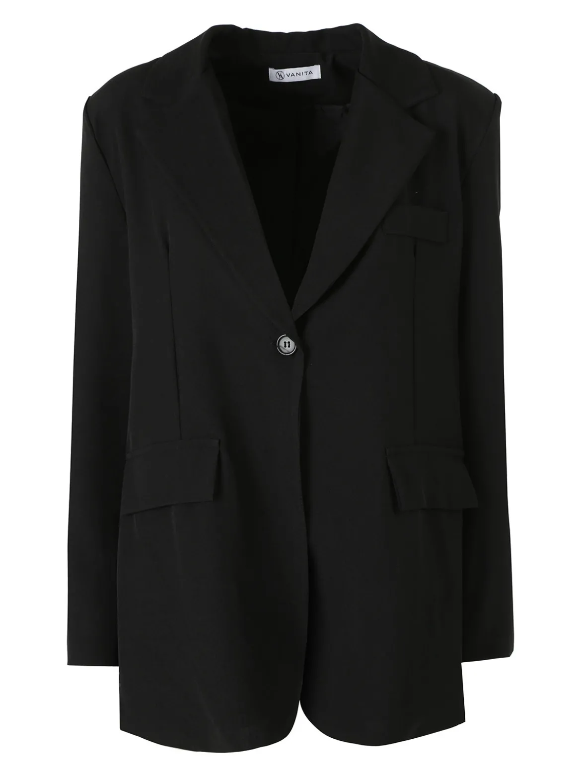 Vanita Blazer donna oversize con bottone - nero