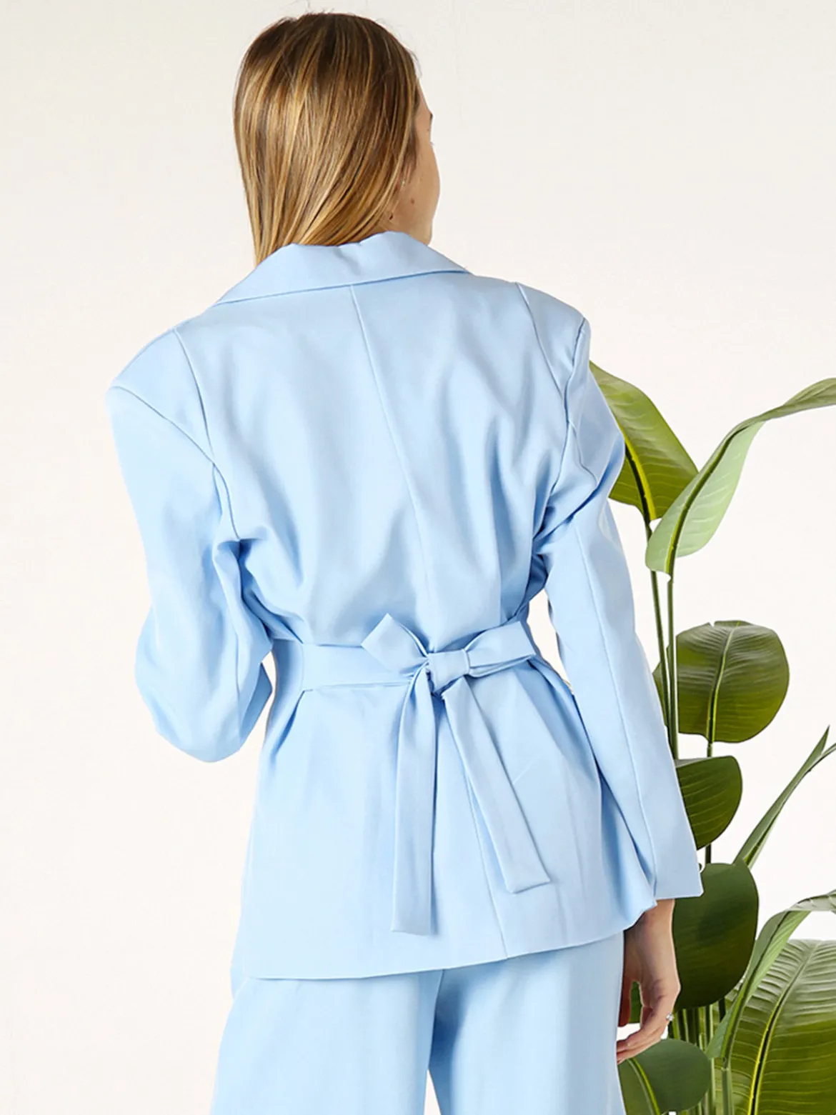 Vanita Blazer elegante da donna a doppiopetto con bottoni - azzurro