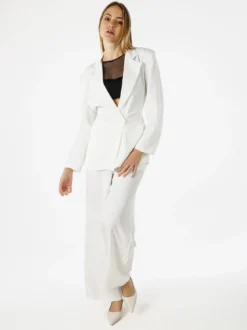 Vanita Blazer elegante da donna a doppiopetto con bottoni - bianco