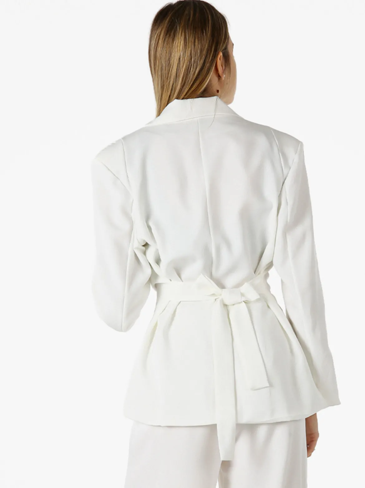 Vanita Blazer elegante da donna a doppiopetto con bottoni - bianco