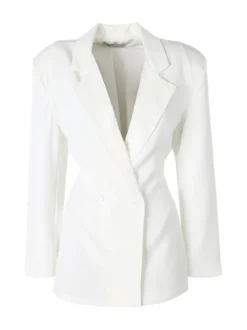 Vanita Blazer elegante da donna a doppiopetto con bottoni - bianco