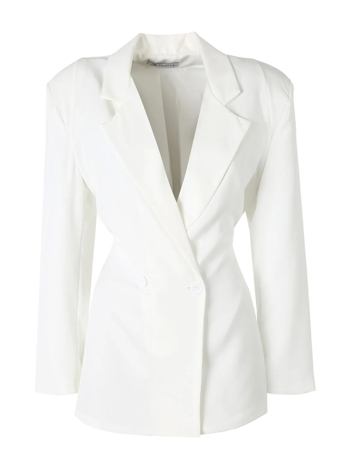 Vanita Blazer elegante da donna a doppiopetto con bottoni - bianco