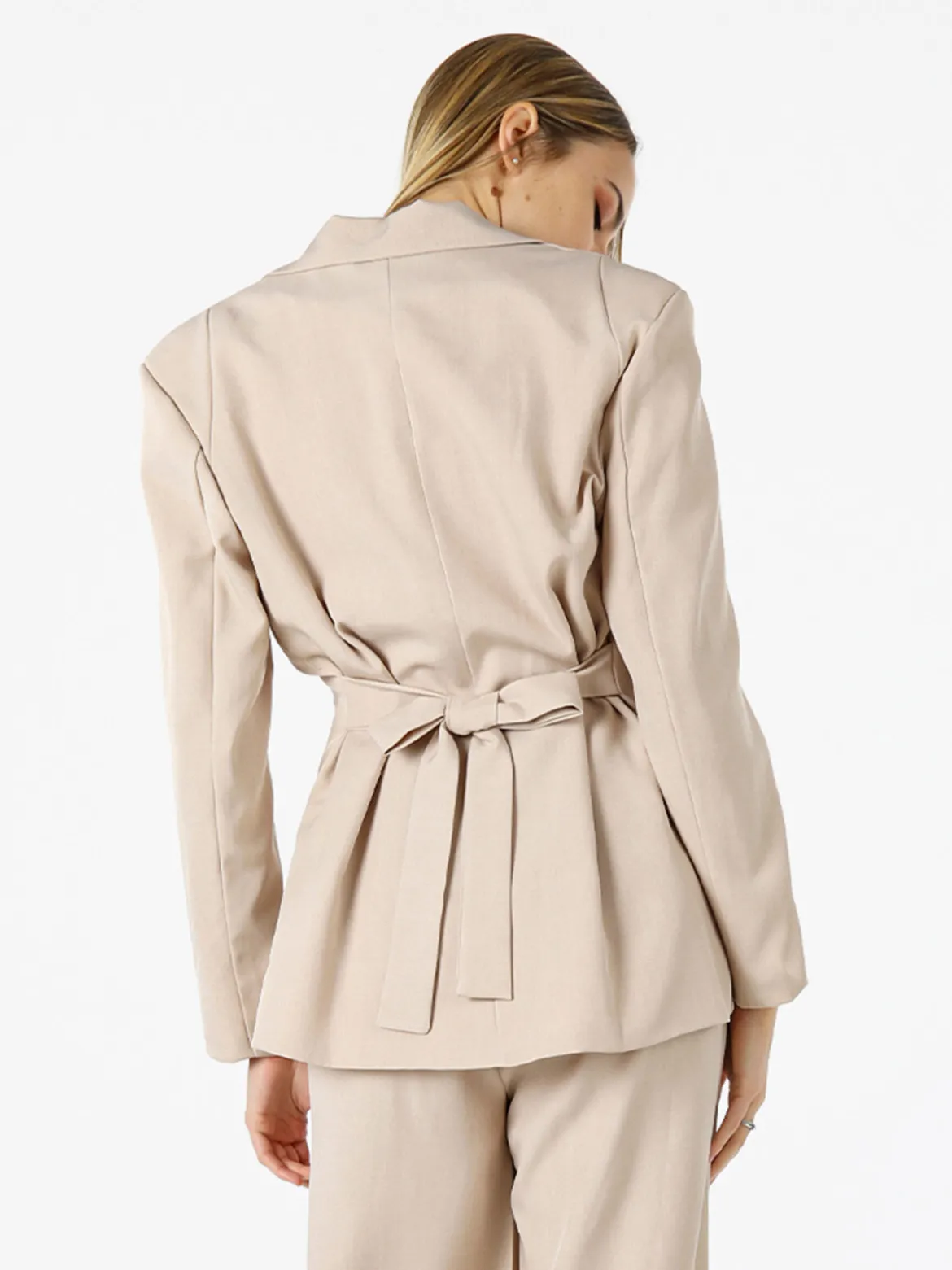 Vanita Blazer elegante da donna a doppiopetto con bottoni - beige