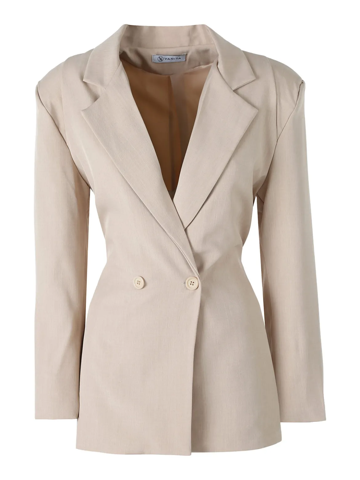 Vanita Blazer elegante da donna a doppiopetto con bottoni - beige