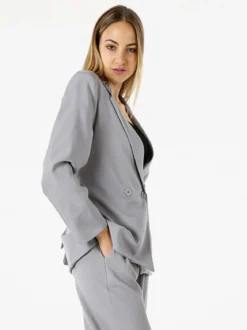 Vanita Blazer elegante da donna a doppiopetto con bottoni - grigio